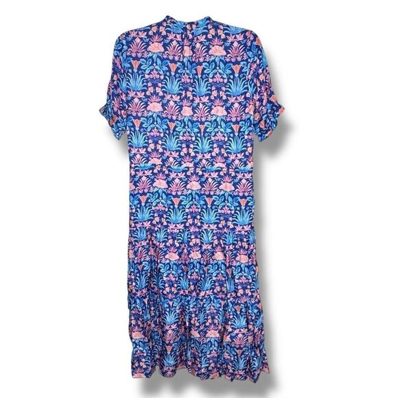 J. Mclaughlin Chessie Silk-Blend A-Line Tiered Skirt Print Dress Women’s Size S - Picture 8 of 9